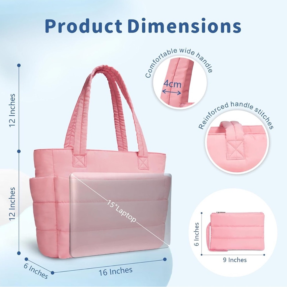 Amazon Pink Padded Tote Bag Set - Picture 2 of 5